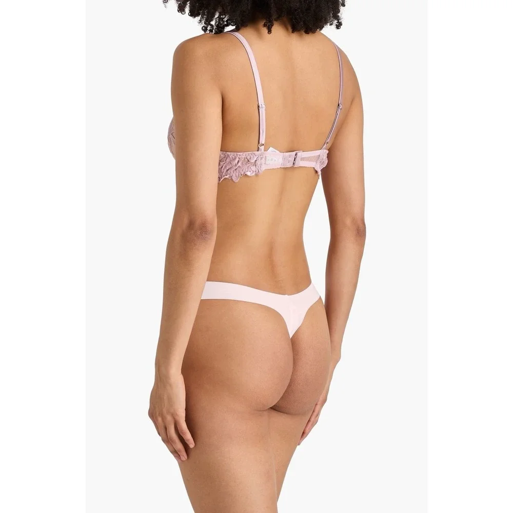 Fleur du Mal Lily Embroidered Underwire Bra Sz 34G Pink Lavender Tulle Satin NWT